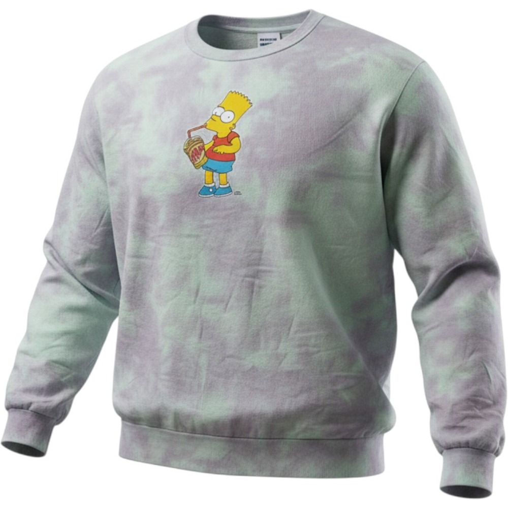 The Simpsons Bart Simpson Tie Dye Sweatshirt Purple Green 2XL Pullover Graphic